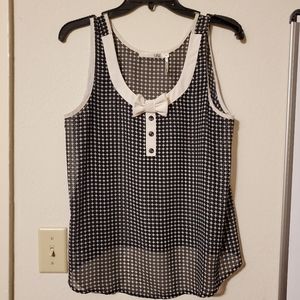 Black and white sleeveless sheer top